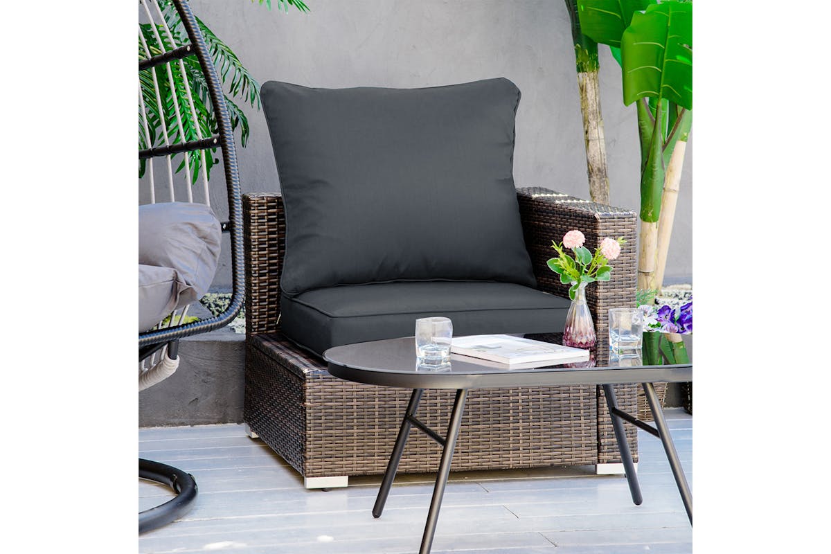 Outsunny Outdoor Seat and Back Cushion Set | Dark Grey-2