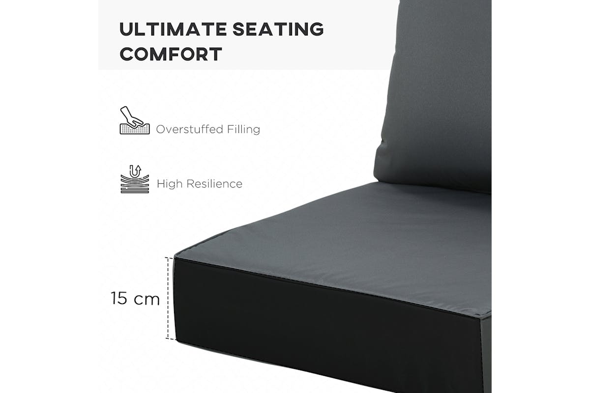 Outsunny Outdoor Seat and Back Cushion Set | Dark Grey-4