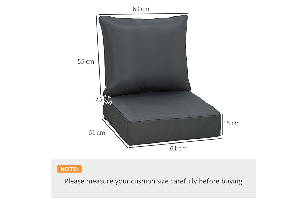 Outsunny Outdoor Seat and Back Cushion Set | Dark Grey-8