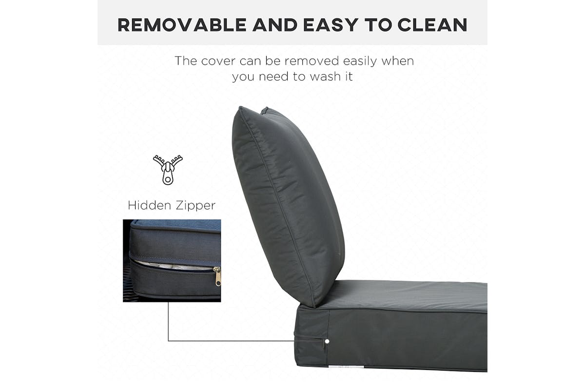 Outsunny Outdoor Seat and Back Cushion Set | Dark Grey-5