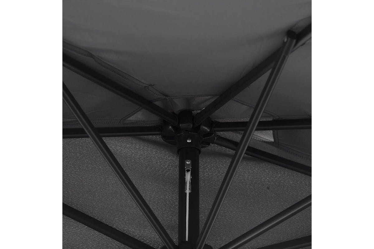 Outsunny 3 m Half Round Umbrella Parasol | Grey-7