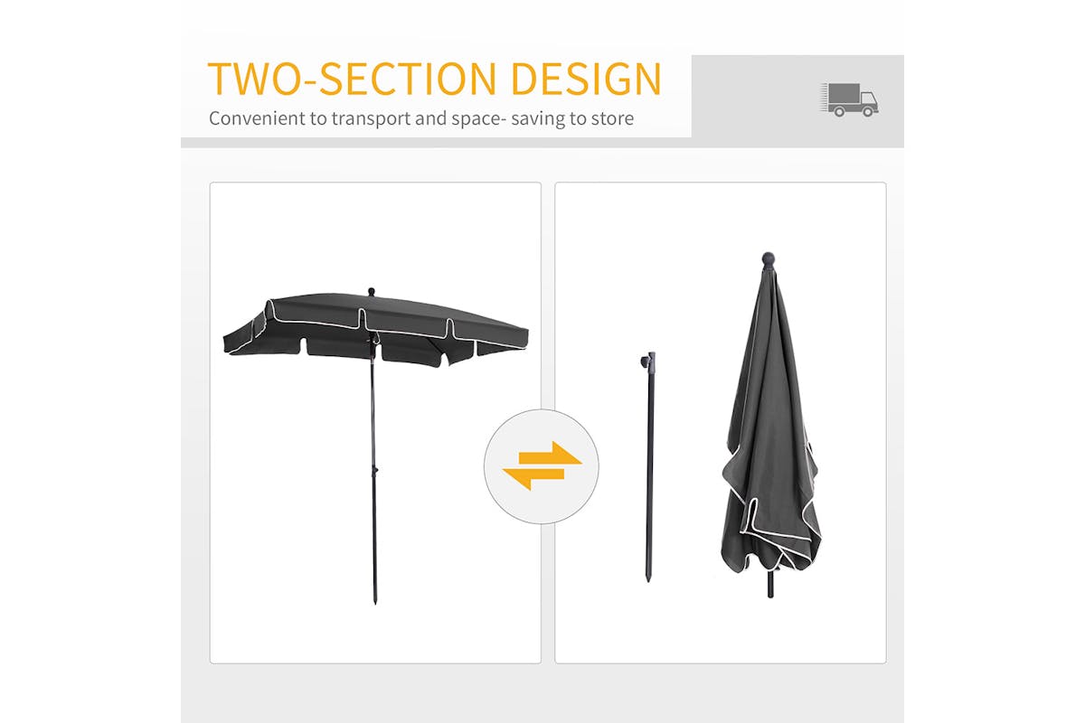 Outsunny Aluminium Sun Umbrella Parasol | Grey-4