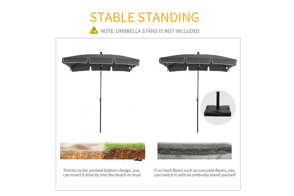 Outsunny Aluminium Sun Umbrella Parasol | Grey-5