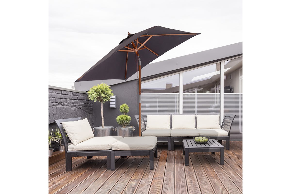 Outsunny Wooden Patio Umbrella | Deep Grey-2