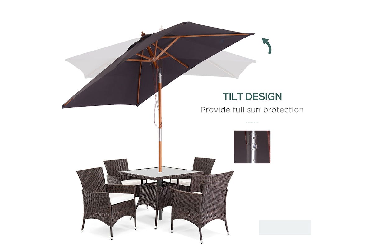 Outsunny Wooden Patio Umbrella | Deep Grey-3