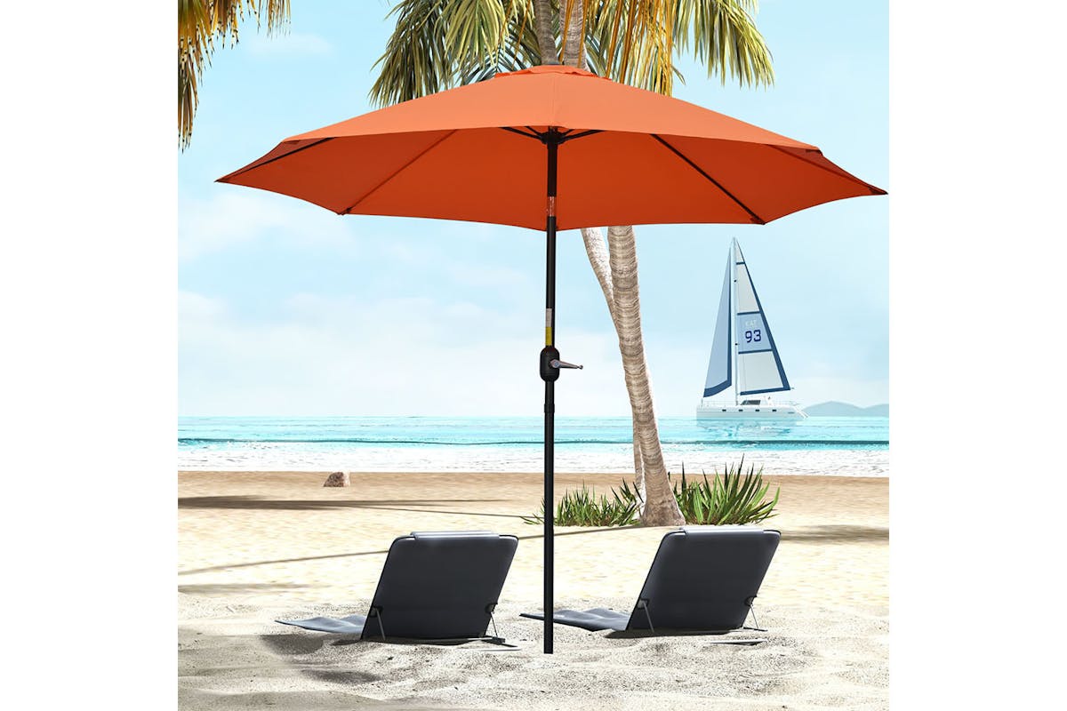 Outsunny 2.6m Patio Sun Umbrella Parasol | Orange/Black-2