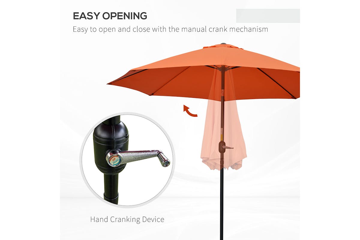 Outsunny 2.6m Patio Sun Umbrella Parasol | Orange/Black-3