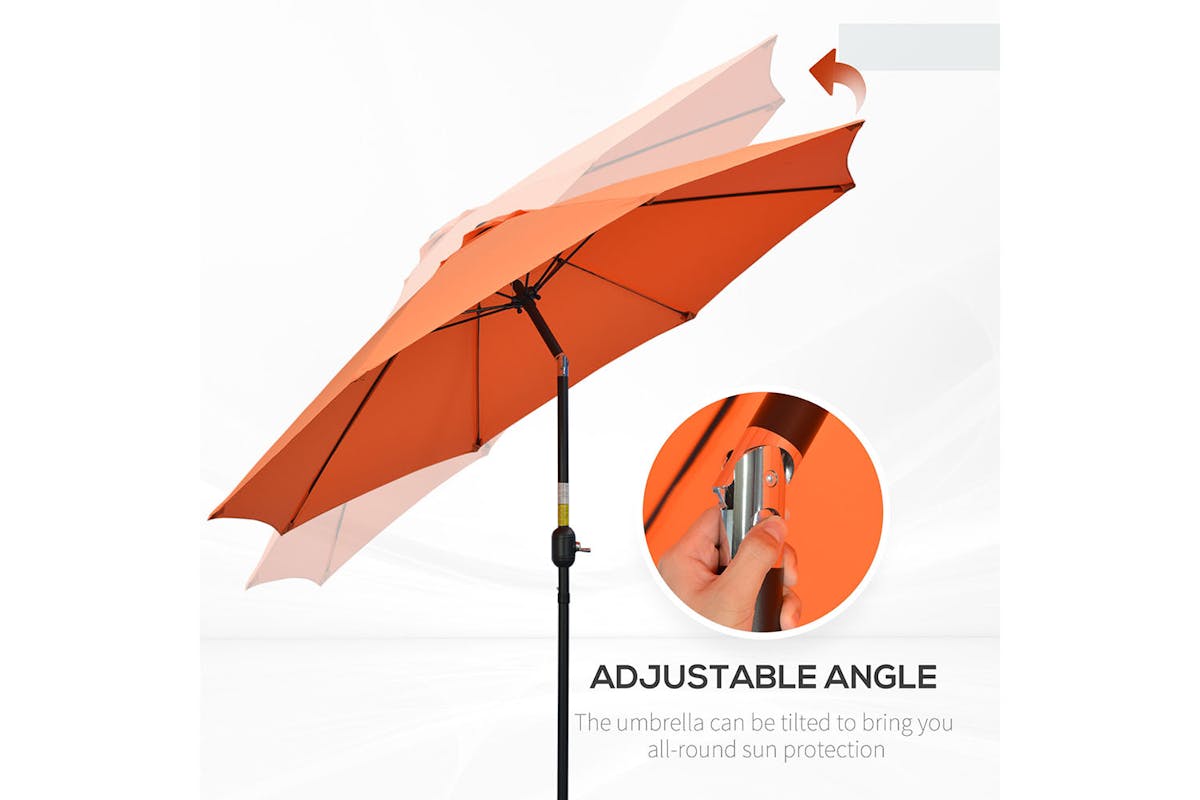 Outsunny 2.6m Patio Sun Umbrella Parasol | Orange/Black-4