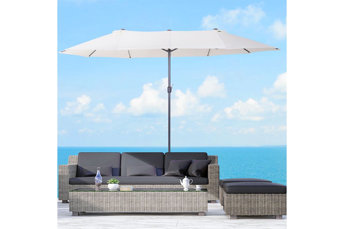 Outsunny Double-sided Umbrella without Base | Cream White-2