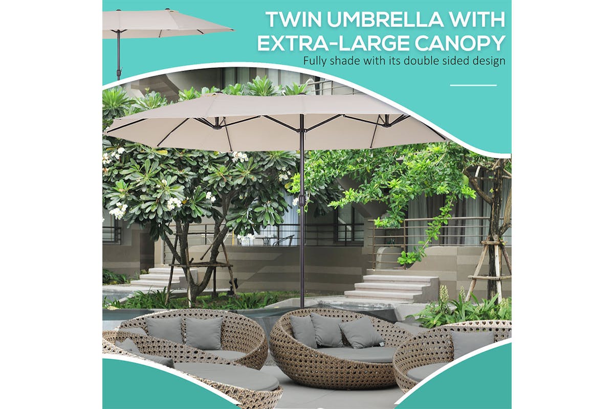 Outsunny Double-sided Umbrella without Base | Cream White-4