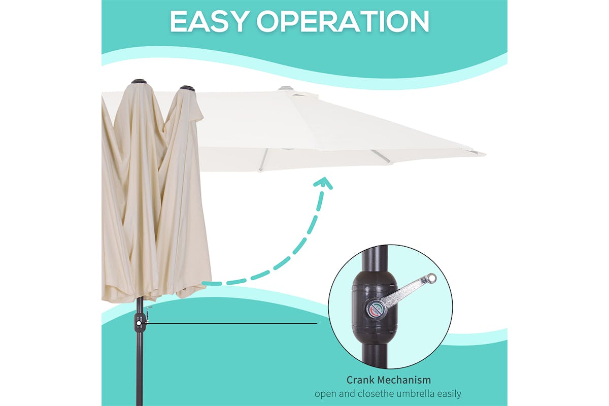 Outsunny Double-sided Umbrella without Base | Cream White-5