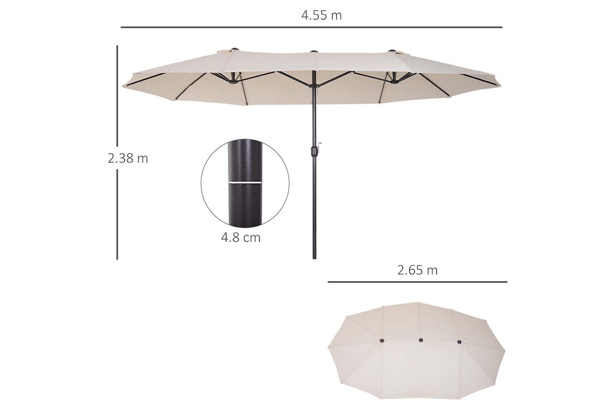 Outsunny Double-sided Umbrella without Base | Cream White-8