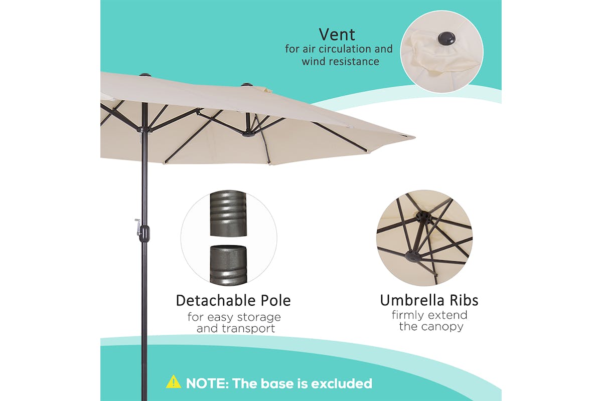 Outsunny Double-sided Umbrella without Base | Cream White-6