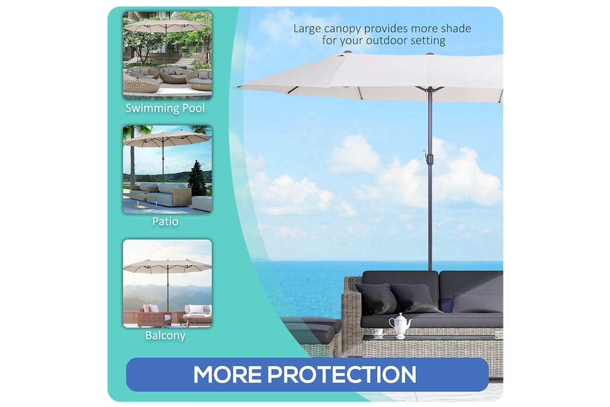 Outsunny Double-sided Umbrella without Base | Cream White-7