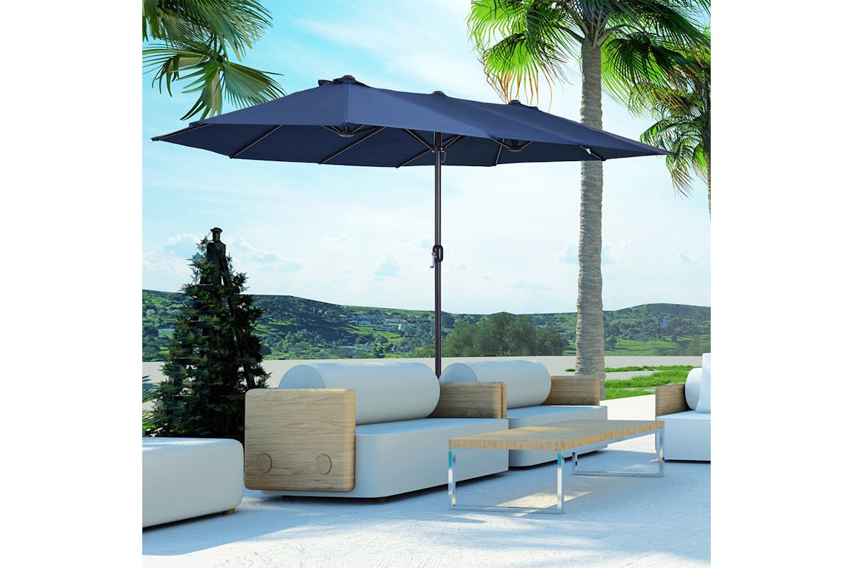 Outsunny Double-Sided Sun Umbrella without Base | Blue-2