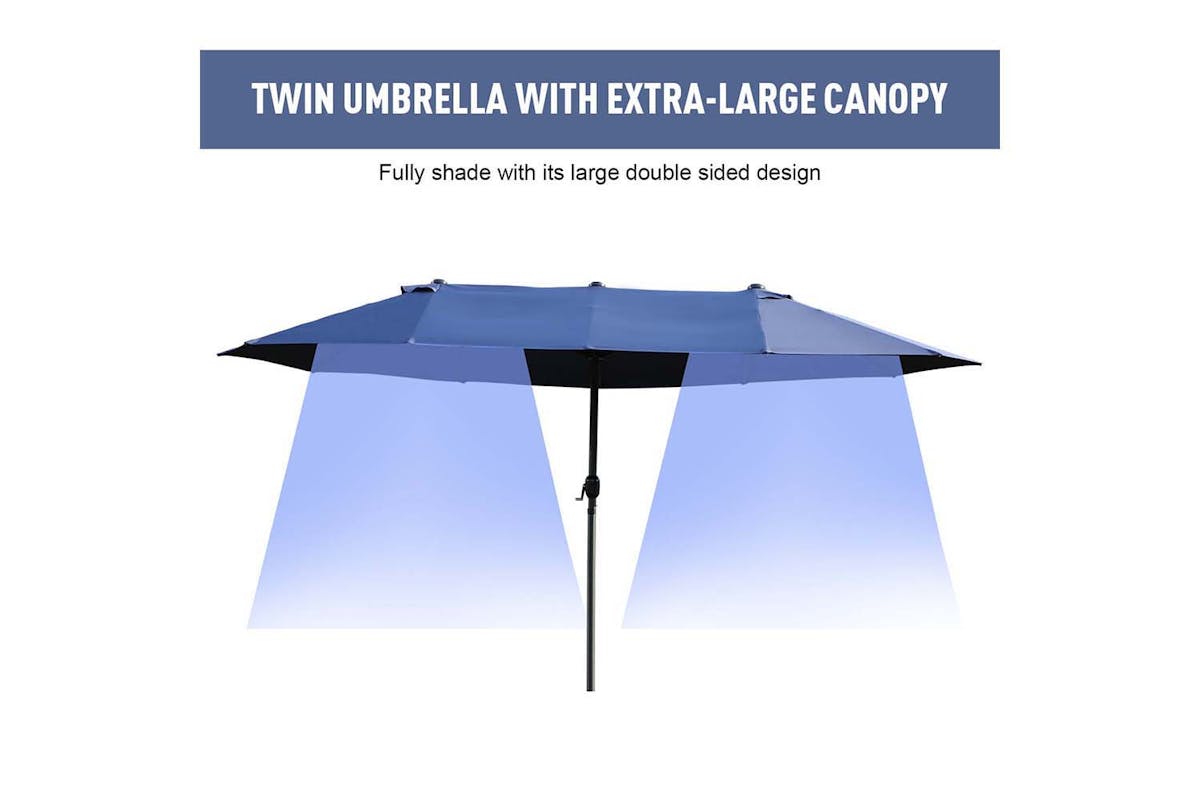 Outsunny Double-Sided Sun Umbrella without Base | Blue-7