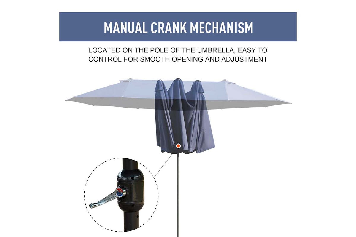 Outsunny Double-Sided Sun Umbrella without Base | Blue-5