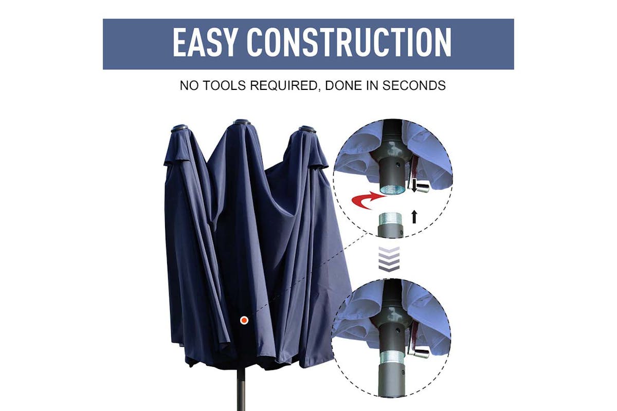 Outsunny Double-Sided Sun Umbrella without Base | Blue-6