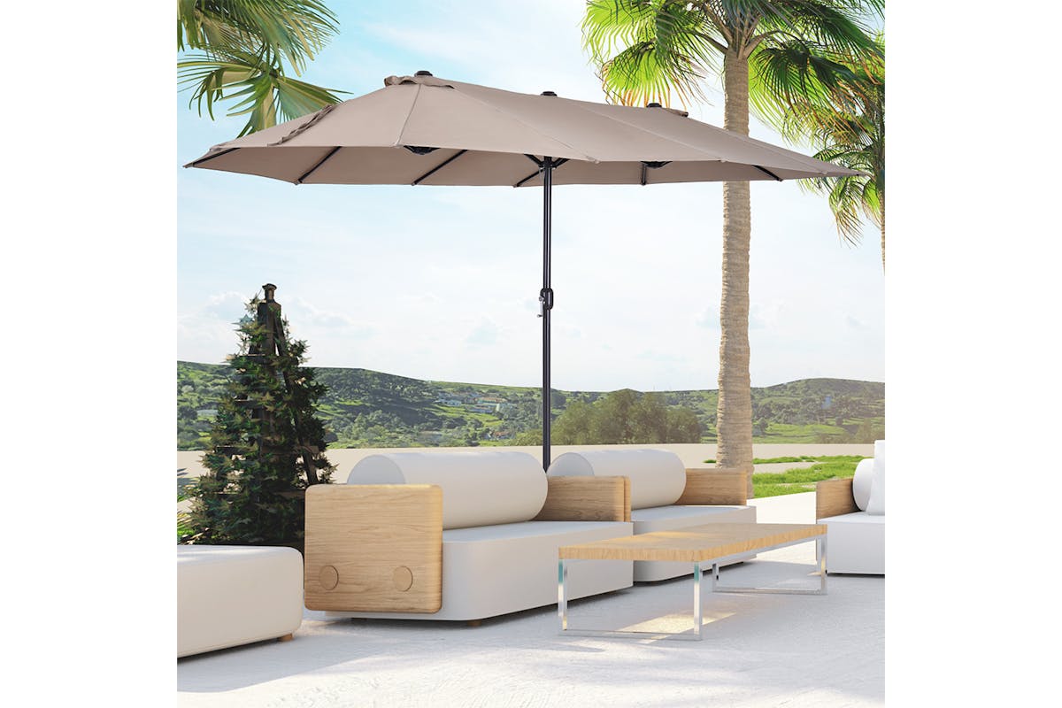 Outsunny Double-Sided Sun Umbrella | Tan-2