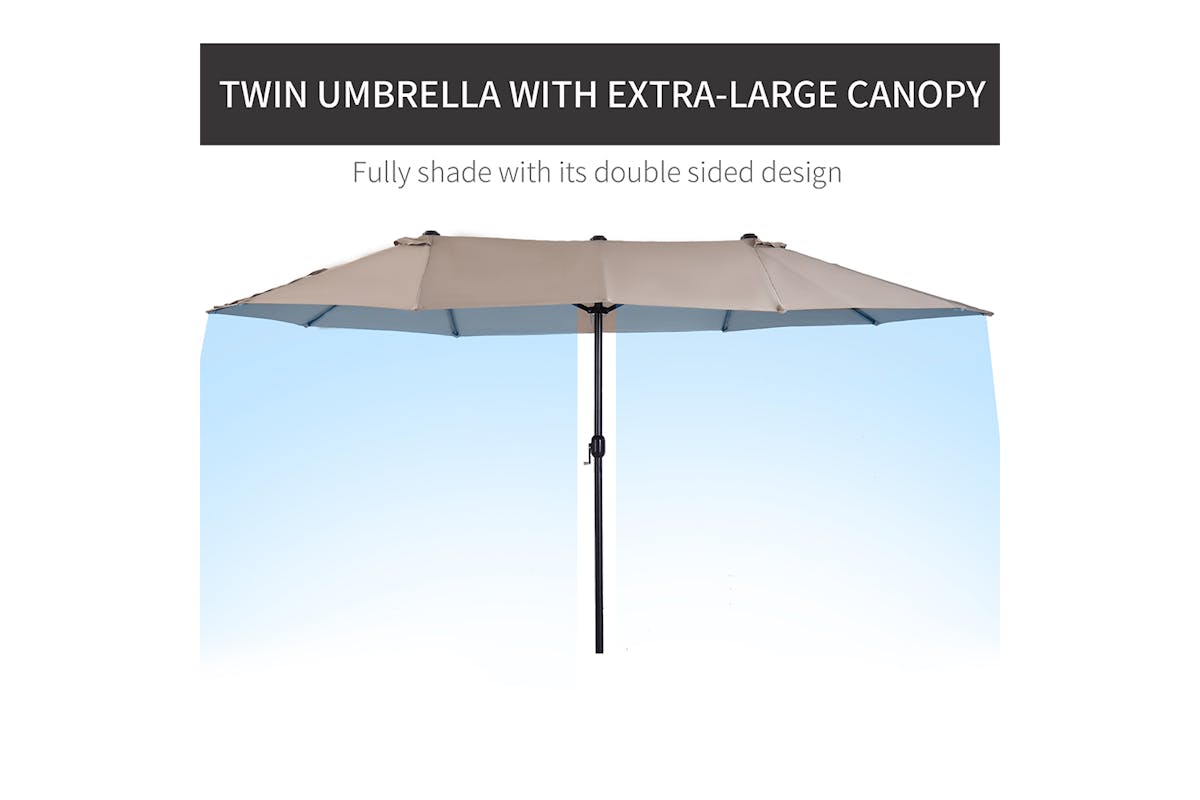 Outsunny Double-Sided Sun Umbrella | Tan-5
