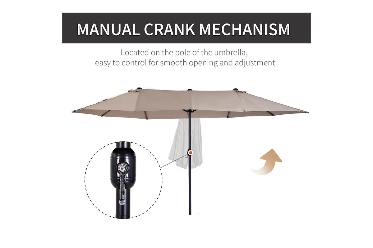 Outsunny Double-Sided Sun Umbrella | Tan-6