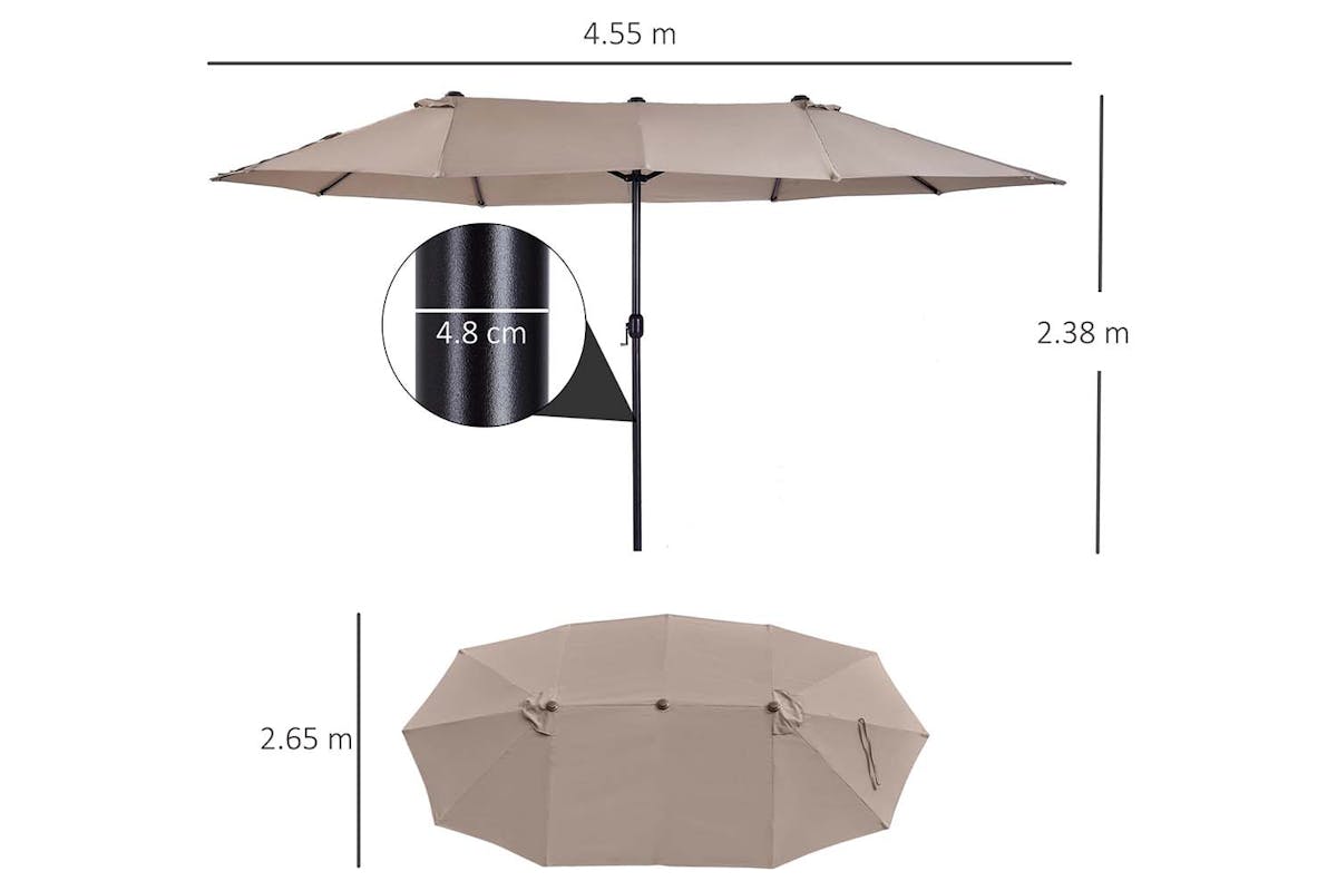 Outsunny Double-Sided Sun Umbrella | Tan-8