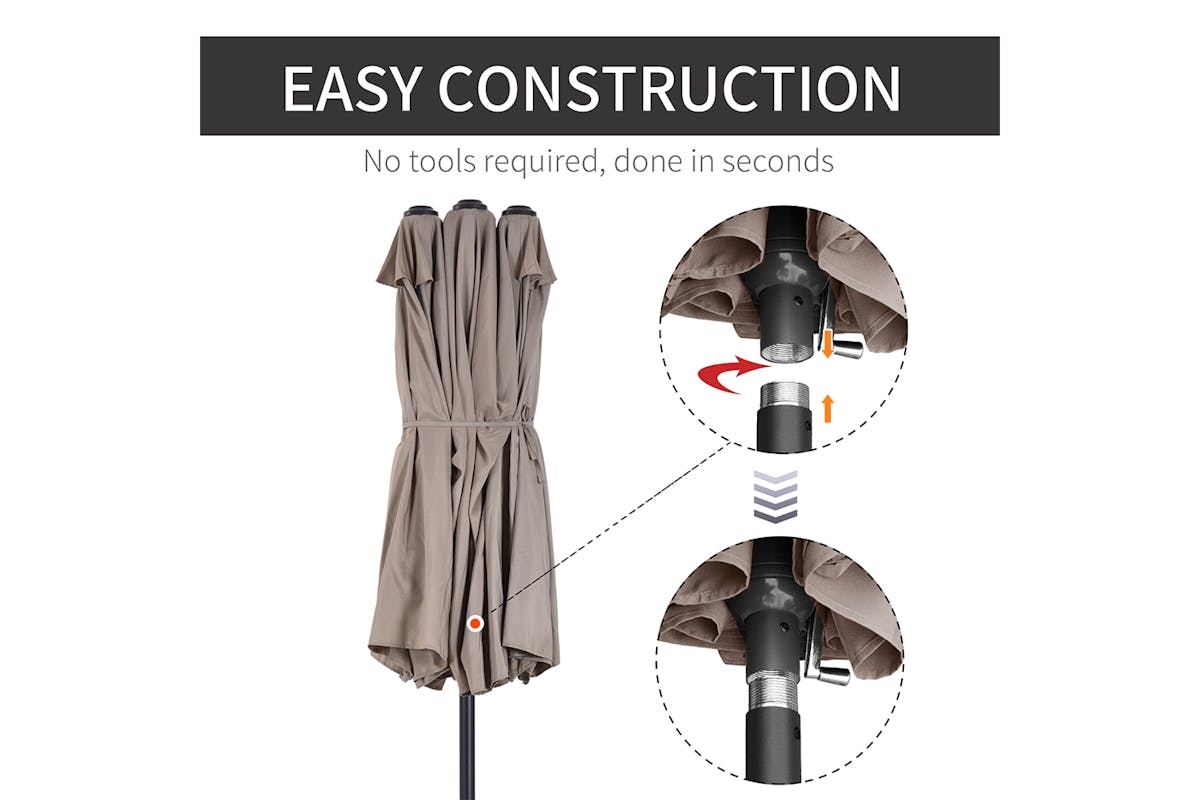 Outsunny Double-Sided Sun Umbrella | Tan-7