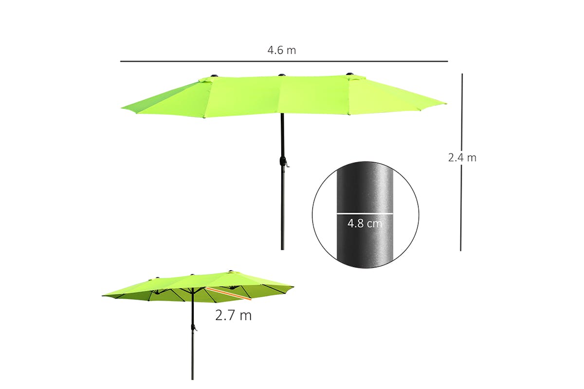Outsunny Double-sided Sun Umbrella | Green-8