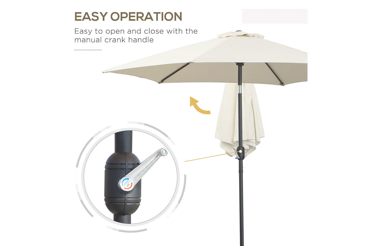 Outsunny Outdoor Garden Tilt Umbrella Sun Parasol | Cream White-3