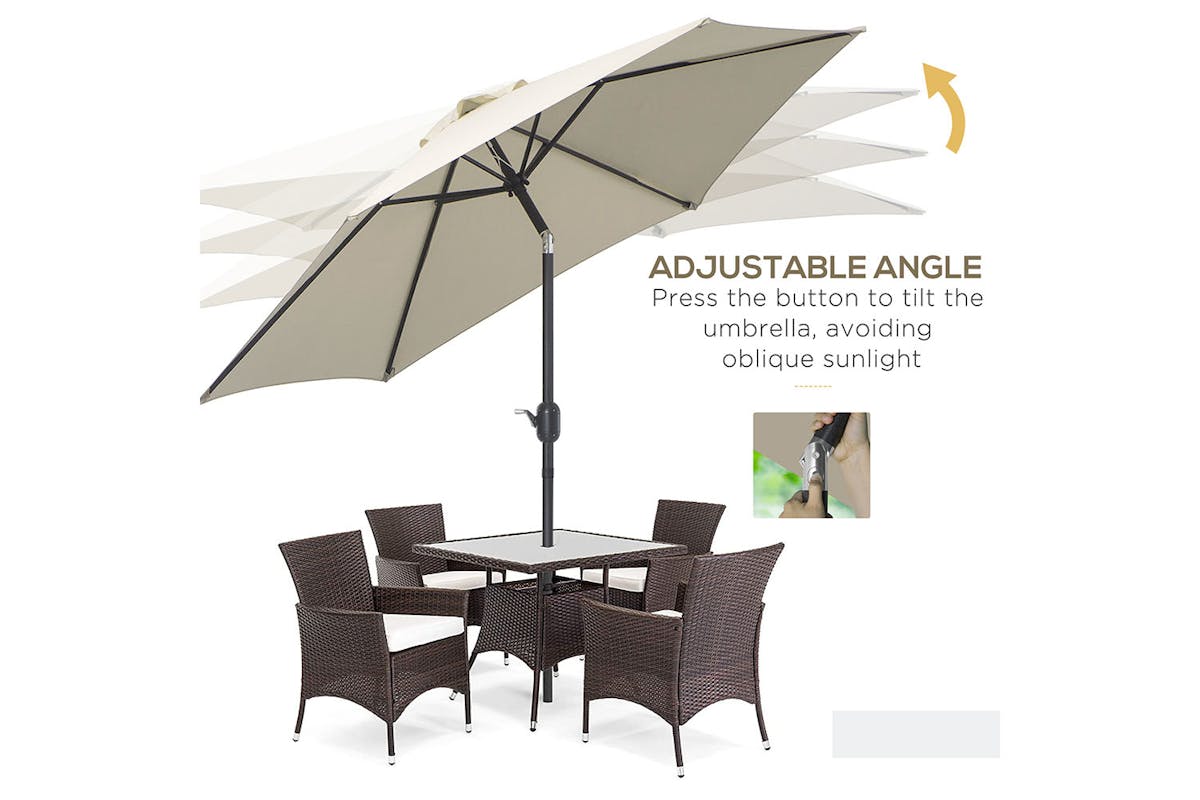 Outsunny Outdoor Garden Tilt Umbrella Sun Parasol | Cream White-4