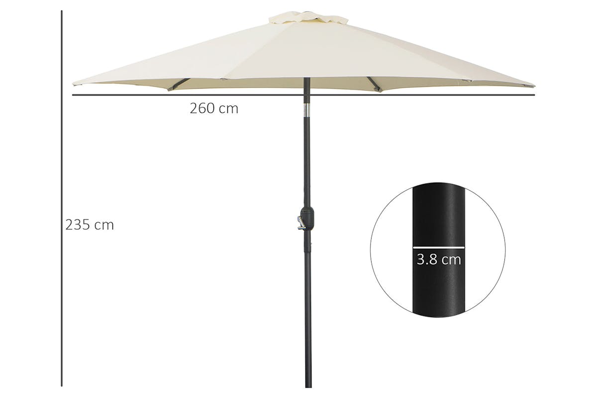 Outsunny Outdoor Garden Tilt Umbrella Sun Parasol | Cream White-8