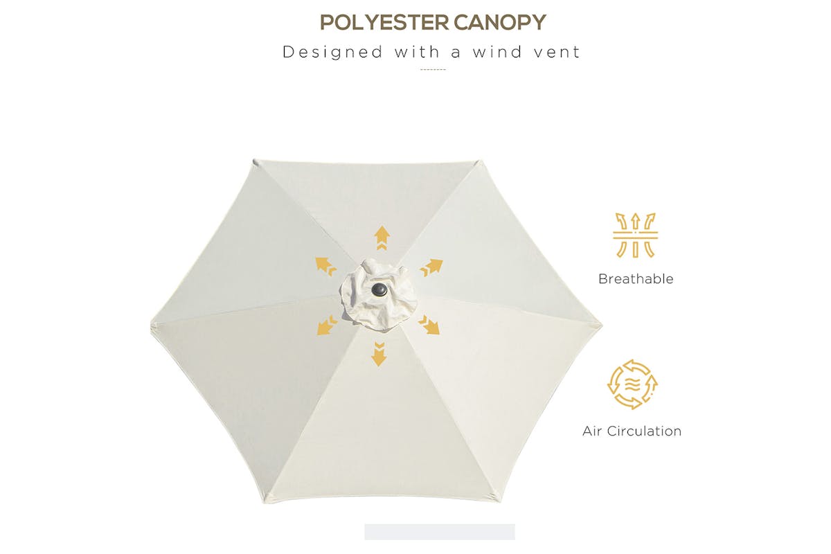 Outsunny Outdoor Garden Tilt Umbrella Sun Parasol | Cream White-6