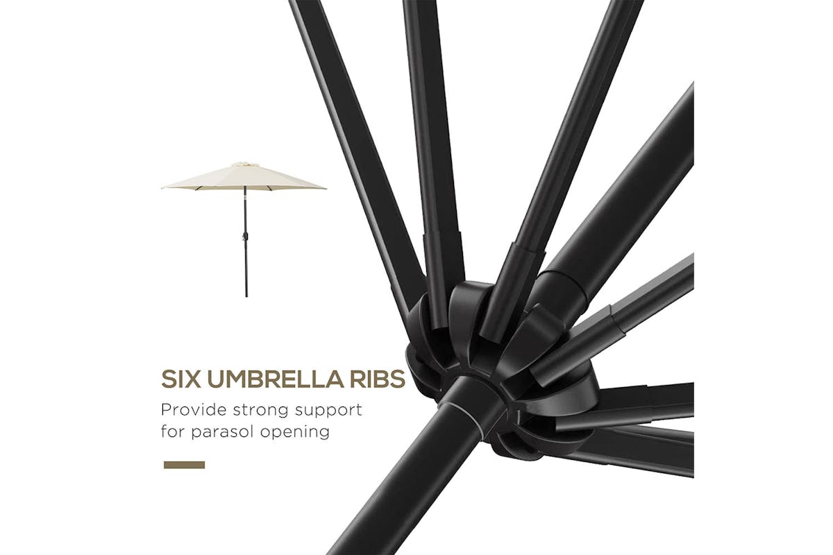 Outsunny Outdoor Garden Tilt Umbrella Sun Parasol | Cream White-7
