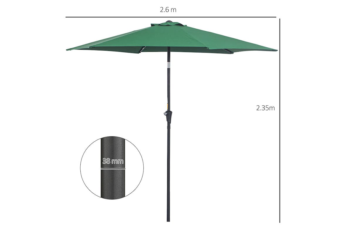Outsunny Outdoor Garden Tilt Umbrella Sun Parasol | Dark Green-8