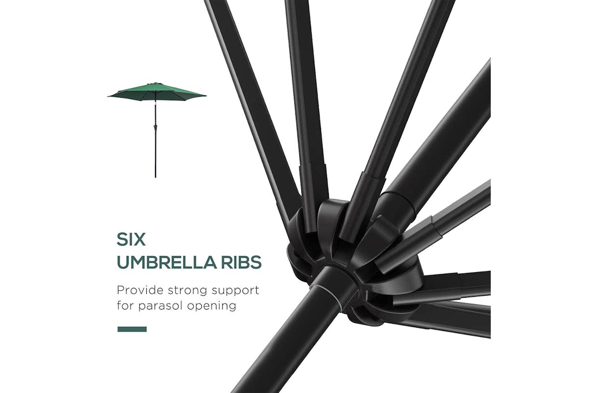 Outsunny Outdoor Garden Tilt Umbrella Sun Parasol | Dark Green-7