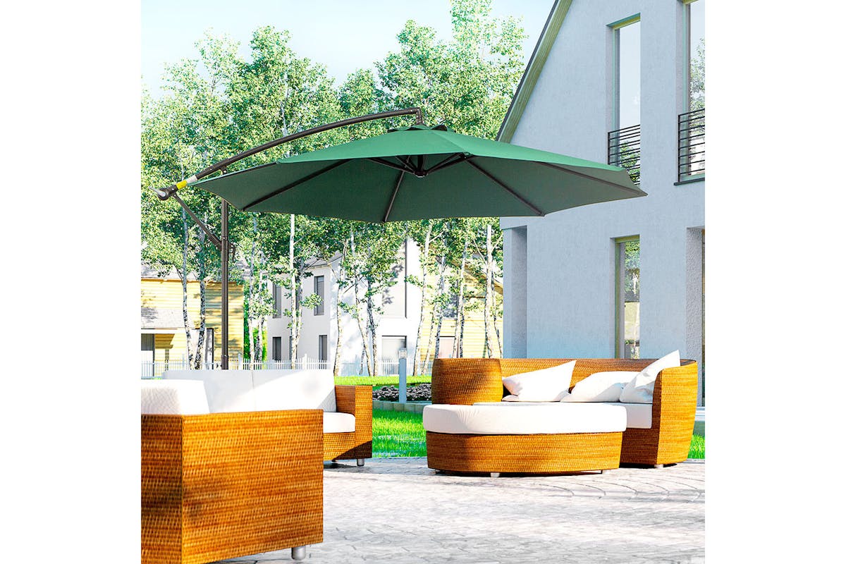 Outsunny Garden Cantilever Umbrella | Dark Green-2