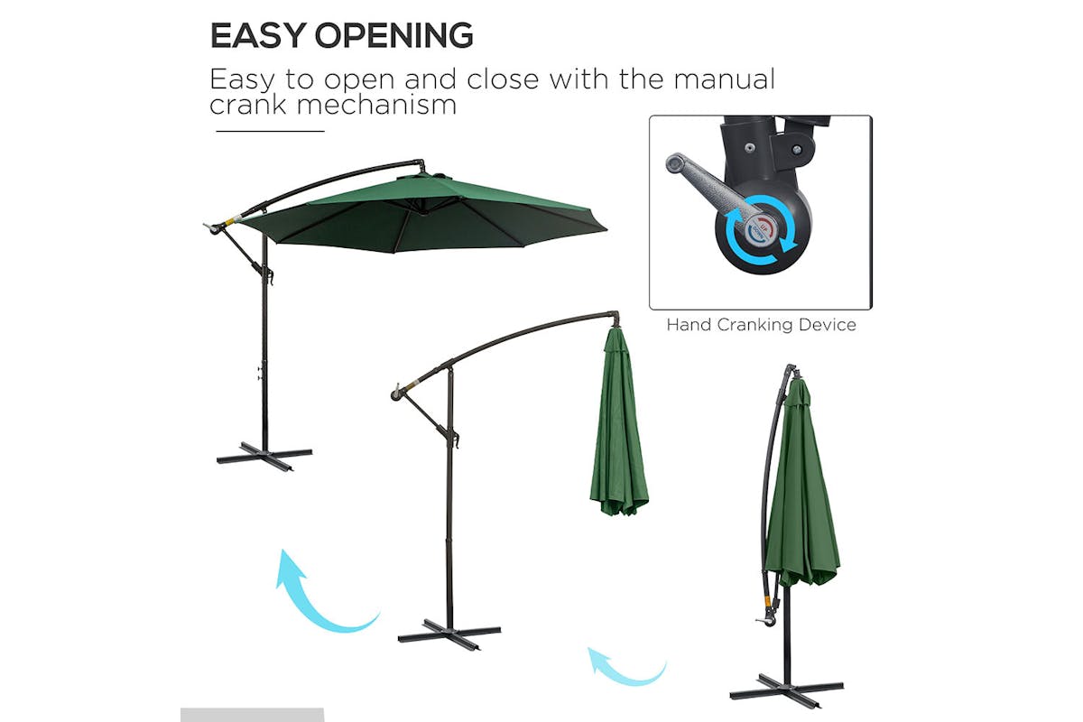 Outsunny Garden Cantilever Umbrella | Dark Green-3