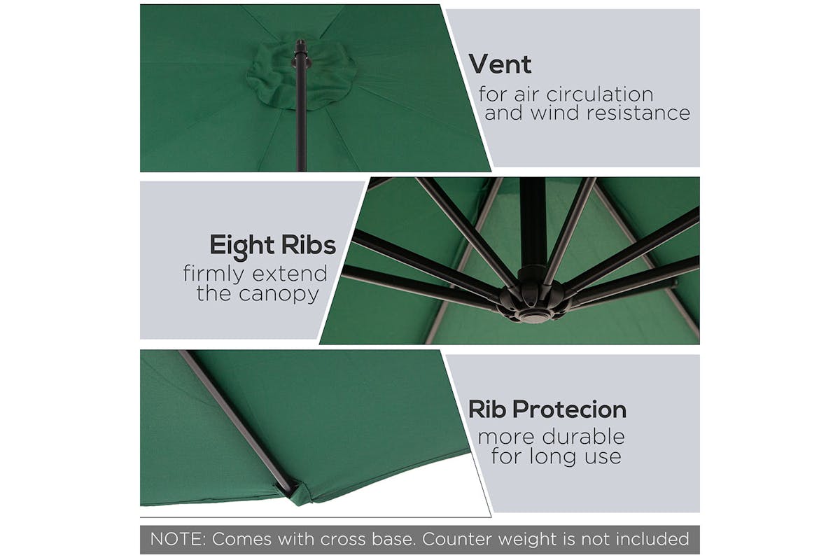 Outsunny Garden Cantilever Umbrella | Dark Green-4