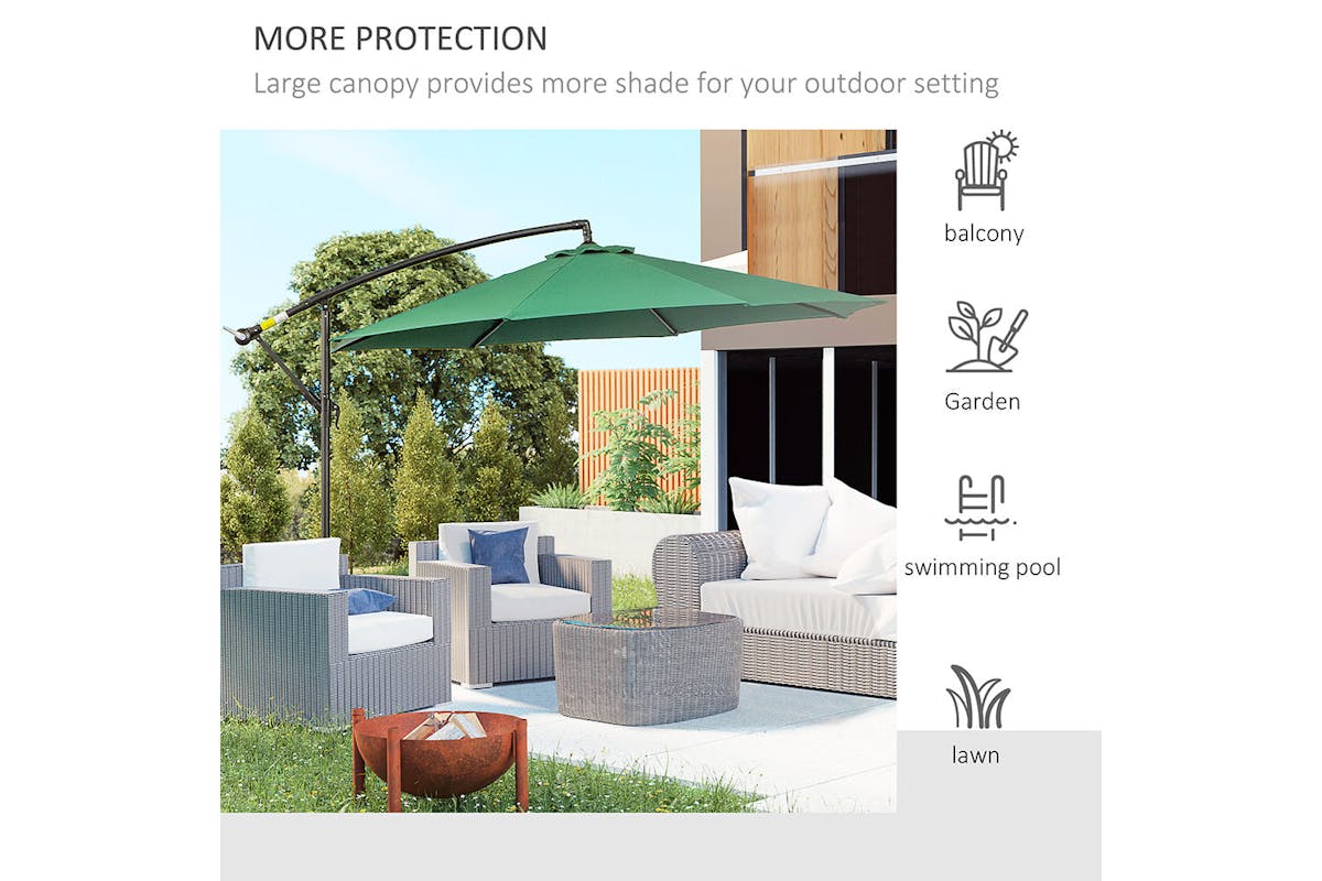 Outsunny Garden Cantilever Umbrella | Dark Green-5