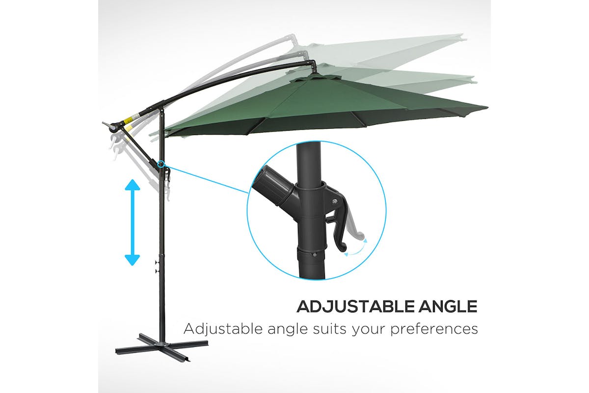Outsunny Garden Cantilever Umbrella | Dark Green-6