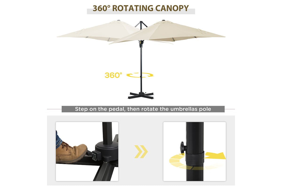 Outsunny 360° Rotation Parasol Umbrella | Cream White-3