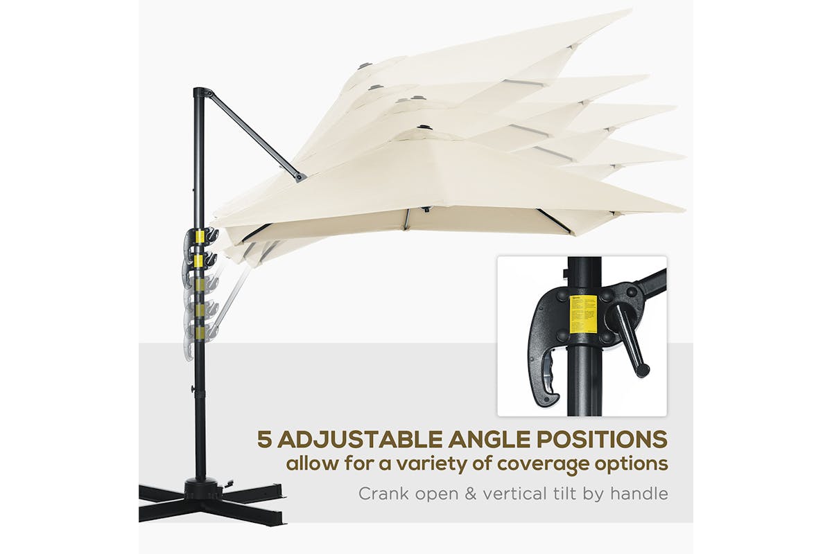 Outsunny 360° Rotation Parasol Umbrella | Cream White-4