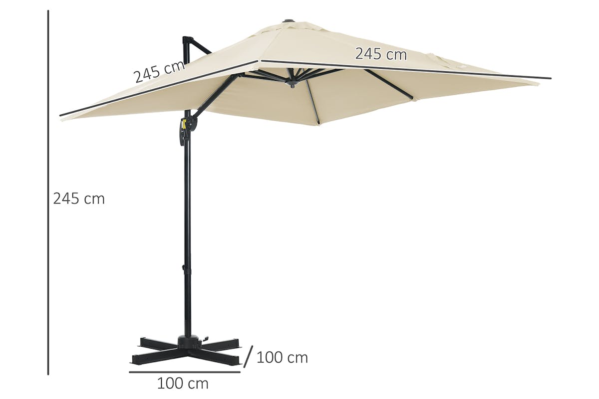 Outsunny 360° Rotation Parasol Umbrella | Cream White-8