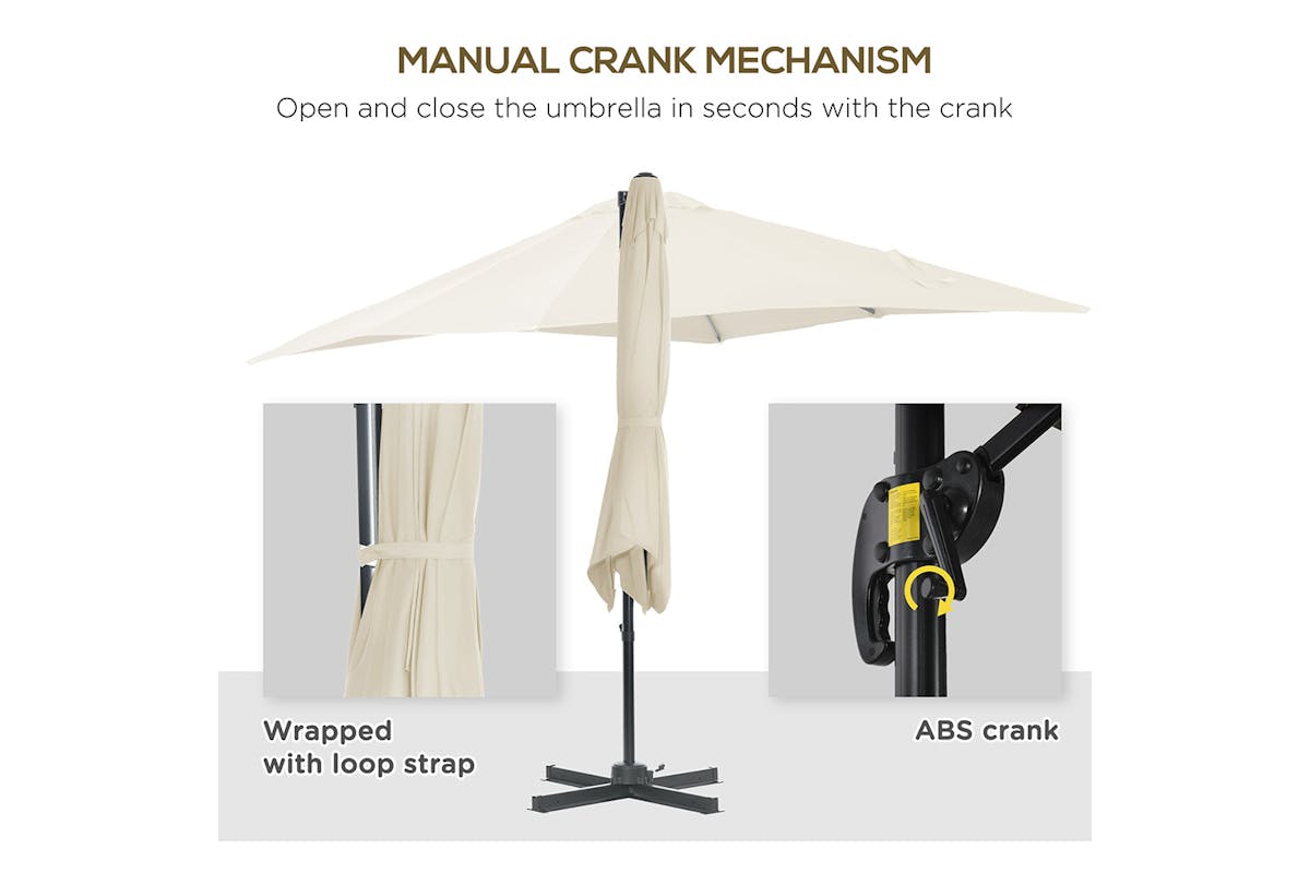 Outsunny 360° Rotation Parasol Umbrella | Cream White-5