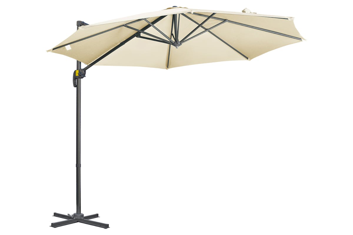Outsunny 360° Rotation Parasol Umbrella | Cream White