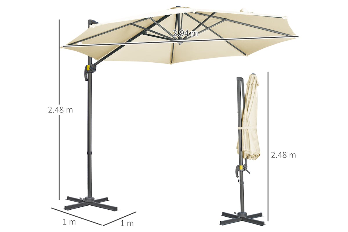 Outsunny 360° Rotation Parasol Umbrella | Cream White-8