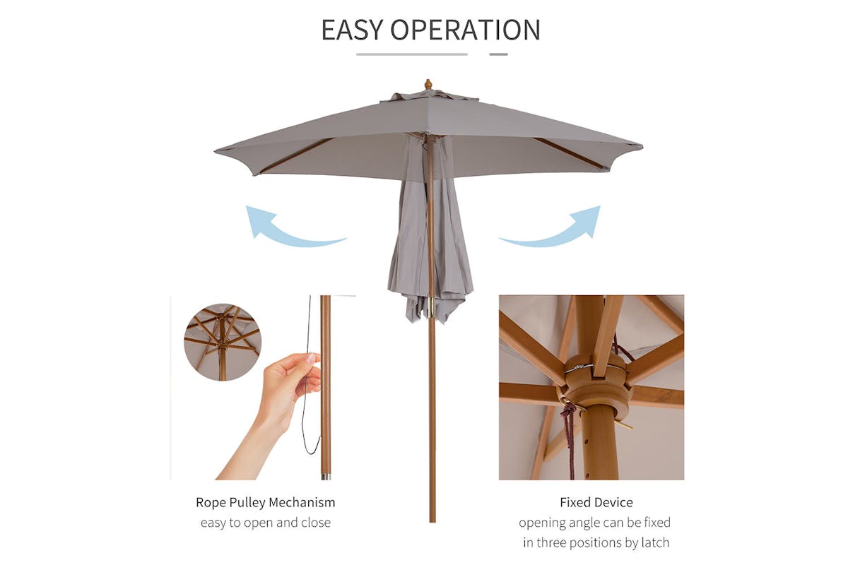 Outsunny Garden Sun Shade Parasol | Grey-4