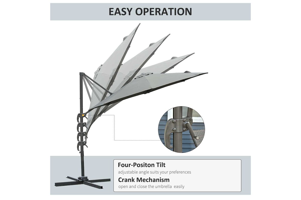 Outsunny 360° Rotation Parasol Umbrella with Base | Dark Grey-4