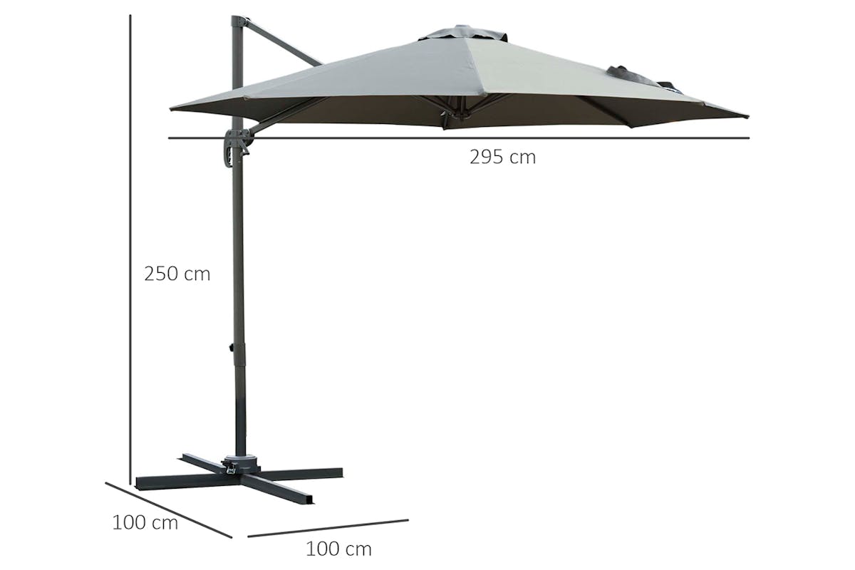 Outsunny 360° Rotation Parasol Umbrella with Base | Dark Grey-8