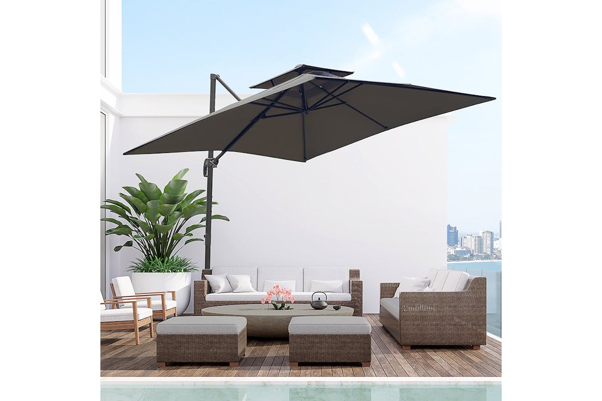 Outsunny 360° Rotation Roma Umbrella | Dark Grey-2